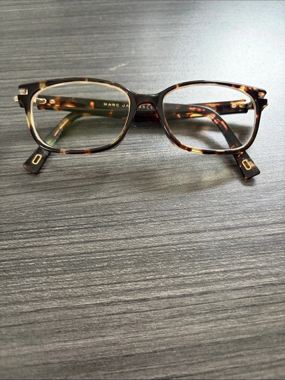 Marc Jacobs Tortoise Square Optical Glasses with Gold Accents